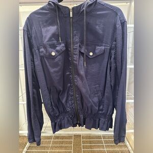 Maurices Eggplant/Navy Hooded Zip-Front Utility Jacket with scrunching - Large